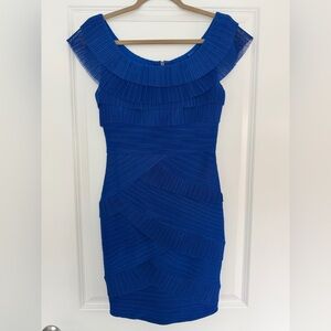BCBGMaxAzria Royal Blue Off Shoulder Mini Dress
